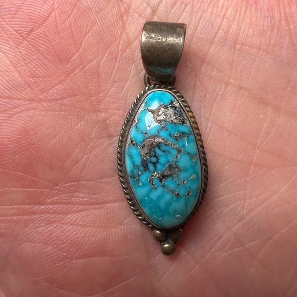 Turquoise Sterling Silver 925 Necklace Pendant - Picture 1 of 3